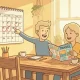 A warm, illustrated scene in the style of image