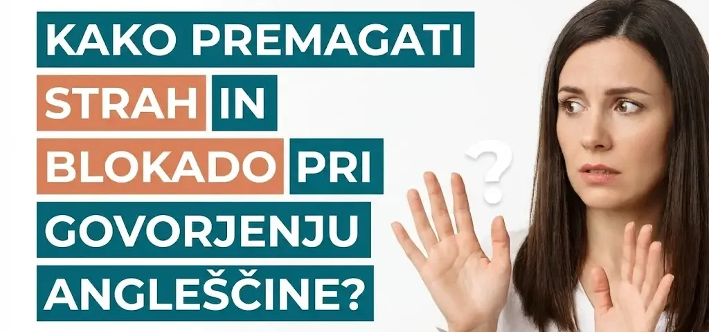 Strah pred govorjenjem angleščine – ženska zaskrbljeno reagira ob vprašanju o blokadi pri govorjenju