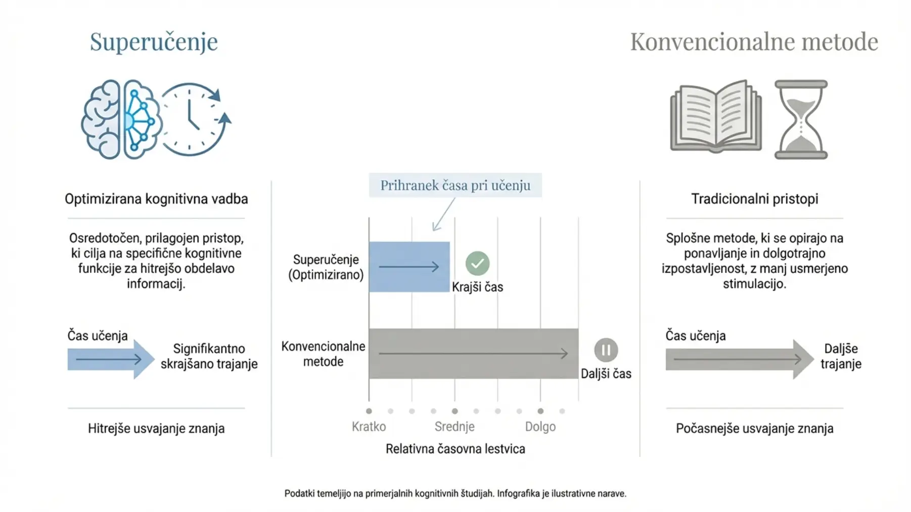 primerjava časa učenja med superučenjem in konvencionalnimi metodami infografika
